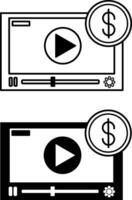 Monetization icons. Black and White Icons. Making Money on the Internet. Blogger and Social Networks Concept vector