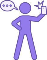 Vlogger Color Icon. Man Recording for Vlog. Blogger and Social Networks Concept vector
