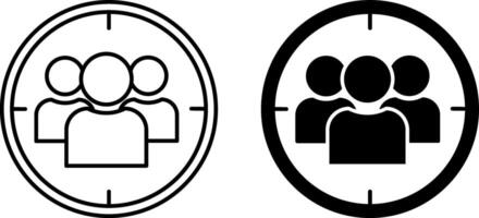 Audience icons. Black and White Icons. Human Resources, Target Market, Focus Group, Public Relations. Blogger and Social Networks Concept vector