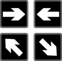 Black Emergency Exit Arrows. Icons. Right, Left, Up, and Down Arrows. Sign Shows Evacuation Direction vector
