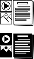 Content Creation Icons. Black and White Icons. Media, Photo, and Text. Information Uploaded on Social Networks. Blogger Concept vector