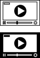 Player Icons. Black and White Multimedia Player Icons. channel, content, Blogging. Social Networks Concept vector
