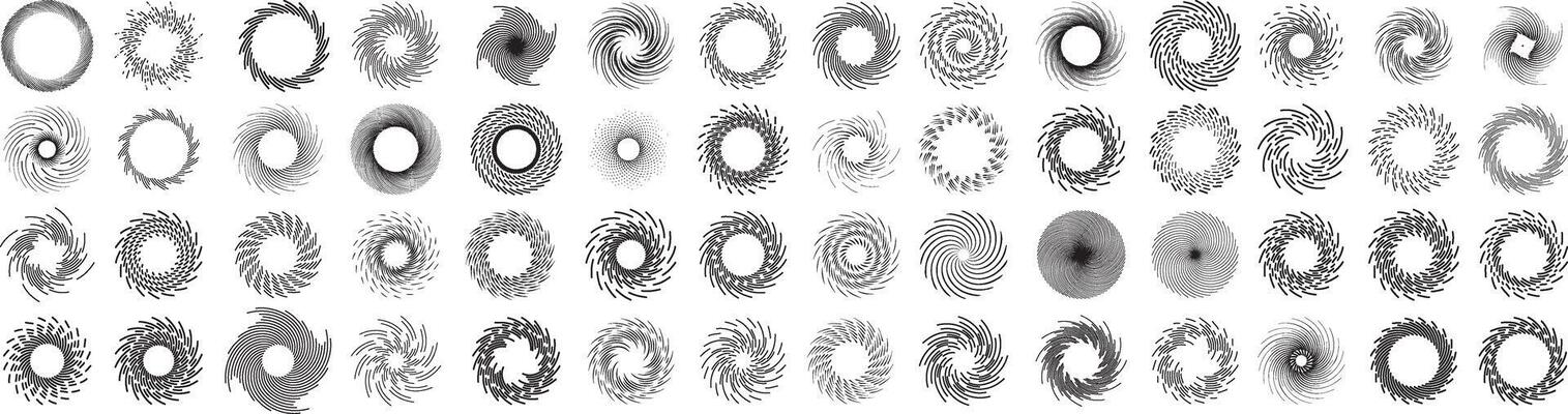spiral lines, twisted burst, vortex, spiral hole, swirling line or rotating circle set