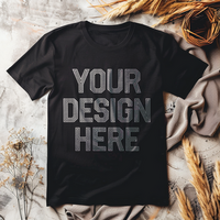 Dark color tshirt mockup on floor background psd