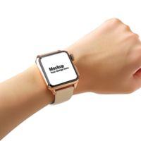 Mockup of a white smart watch with a squared display on a white background psd