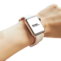 Layout of a white smartwatch on a hand without background psd