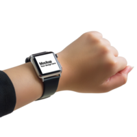 Mockup Black smartwatch with square wrist display on white background psd