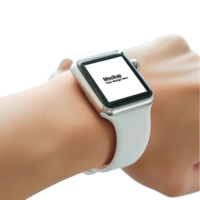 Layout of white smart watch with square display on white background psd