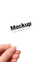 Mockup of greeting card held in hand without background psd