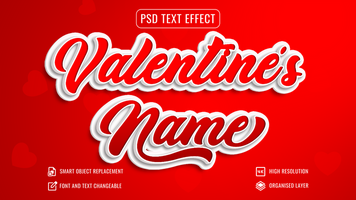 valentines name text effect mockup with customizable background design psd