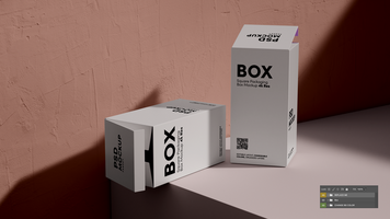 Two 3d boxes with texture background on a cube psd