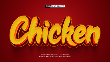 chicken 3d text effect psd