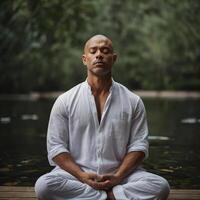A man who is in a meditation photo
