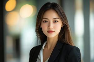A professional woman in a suit, exuding confidence and poise. photo