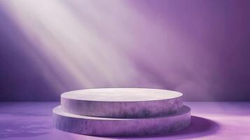 Concrete Podium with Two Tiers on a Purple Background photo