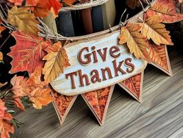 Fall-Themed Banner with Give Thanks Message photo