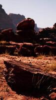 A rocky area with rocks and grass in the foreground video