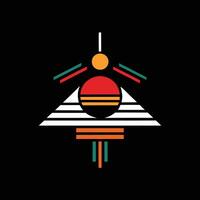 A black background with a red, orange and yellow triangle vector