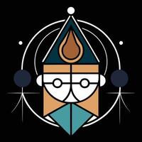A cartoon character with a hat and glasses vector