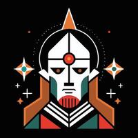 A man with a red and orange face and a star on his head vector