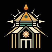 A building with a pyramid on top and a star on the roof vector