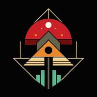 A logo with a triangle and a red and green triangle vector