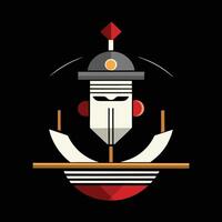 A cartoonish illustration of a man in a boat vector