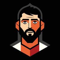 A man with a beard and a beard in an orange and black design vector