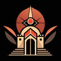 The logo for the game is a castle with a sun and a bird vector