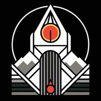 The logo for the band is a geometric design with a red sun vector