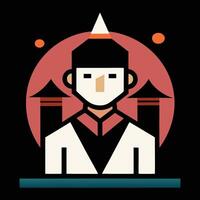 A man in a traditional costume with a hat on vector