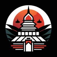 The logo for the game is a red and white building vector
