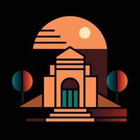 A building with a sun in the background vector