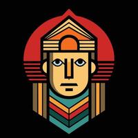 The face of an indian man in a colorful design vector
