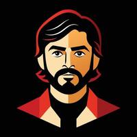 A man with a beard and mustache in a red shirt vector