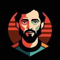 A man with a beard and a mustache in a colorful circle vector