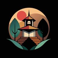 A logo for a temple in the mountains vector