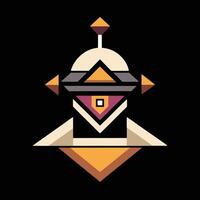 A geometric design with a hat on it vector