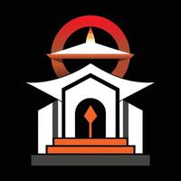 The logo for the temple is in the shape of a building vector