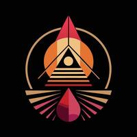 The logo for the band is a triangle with a red and orange sun vector