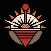 The sun is in the center of a triangle vector
