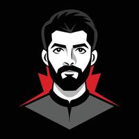 A man with a beard and red and black hair vector