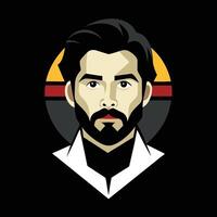 A man with a beard and mustache in a black and white design vector