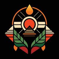 The sun is shining in the background of this logo vector