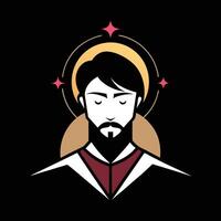 The face of a man with a beard and a crown vector