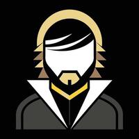 A man with a beard and a hat vector