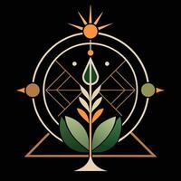 The logo for the company is a tree with leaves and sun vector