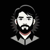 A man with a beard and a beard on his face vector