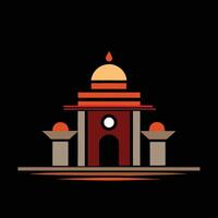 A temple with a dome and a tower vector