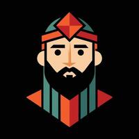 A man with a beard and a red hat vector